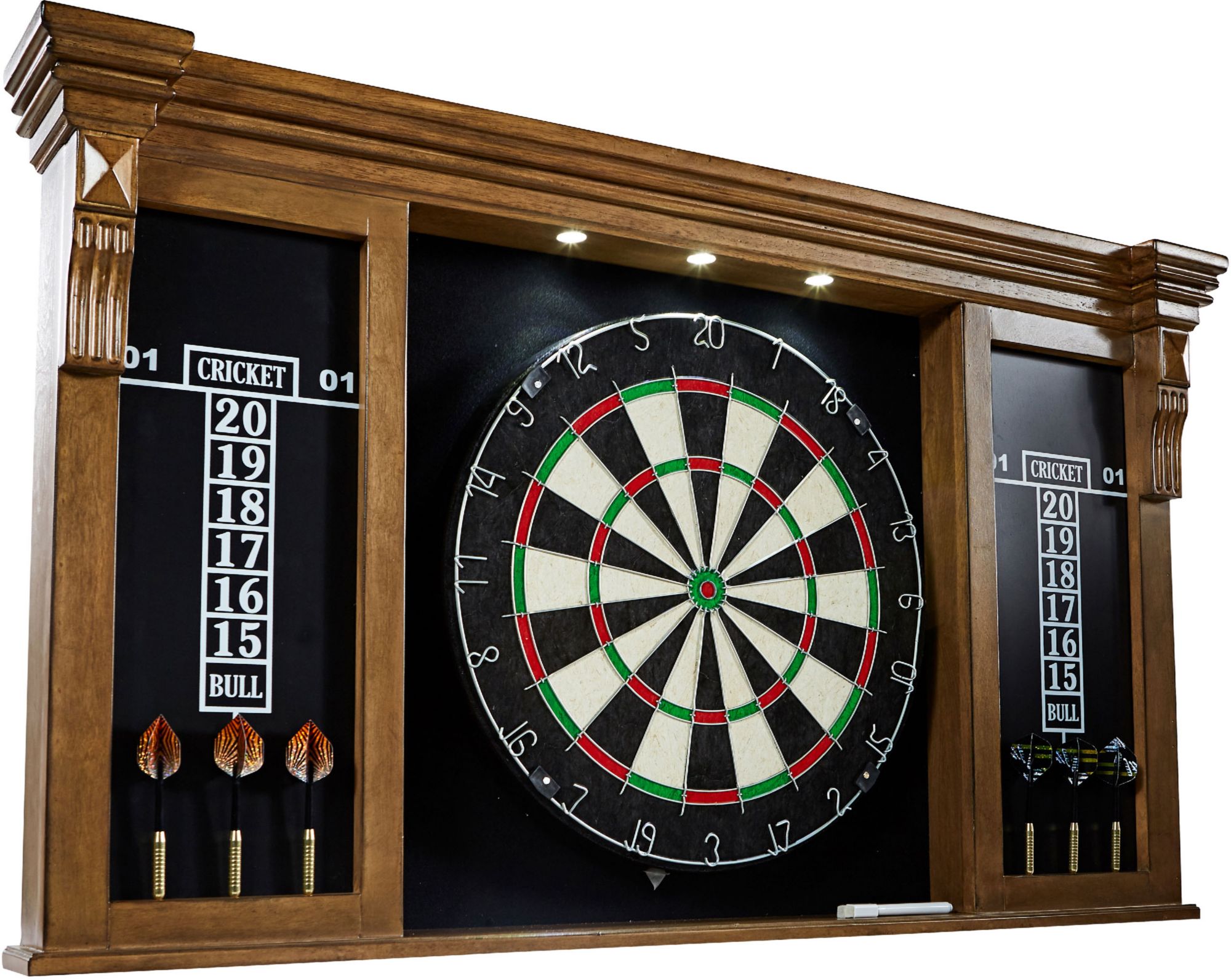 Barrington Woodhaven Premium Bristle Dartboard and Cabinet Set with Darts