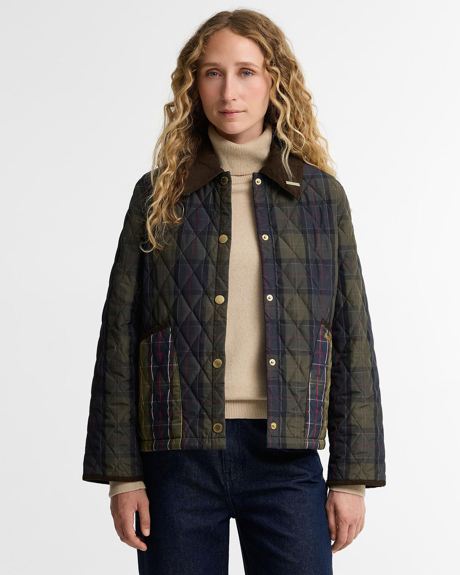 Barbour Women's Tartan Cropped Liddesdale Quilted Jacket