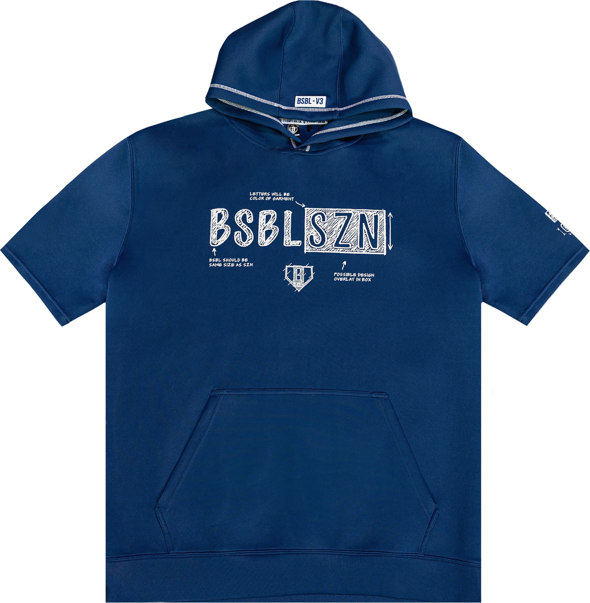 Baseball Lifestyle 101 Boys' BSBL-SZN Blueprint Short Sleeve Hoodie