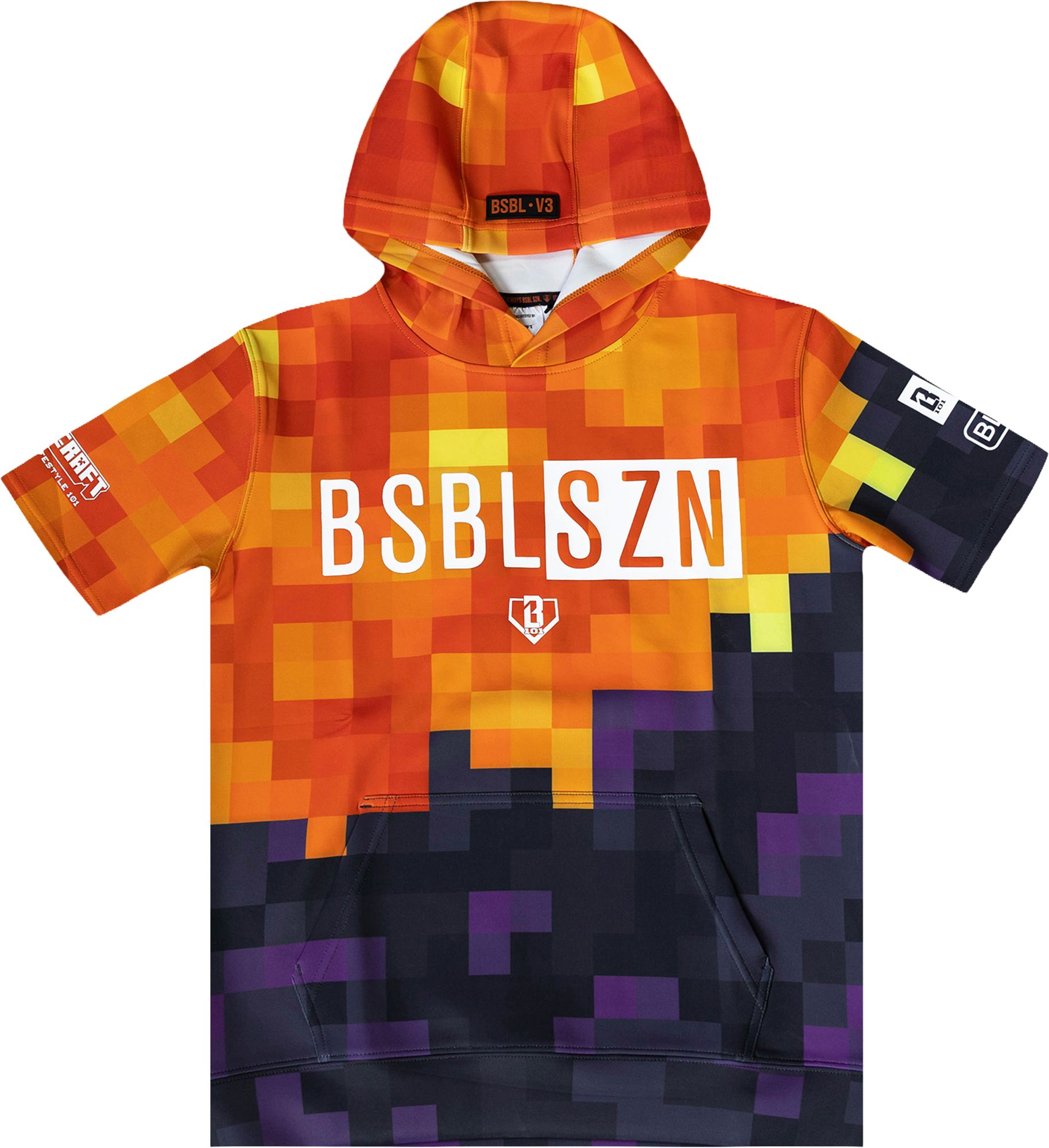Baseball Lifestyle 101 x Minecraft Boys' BSBL-SZN V3 Lava Short Sleeve Hoodie