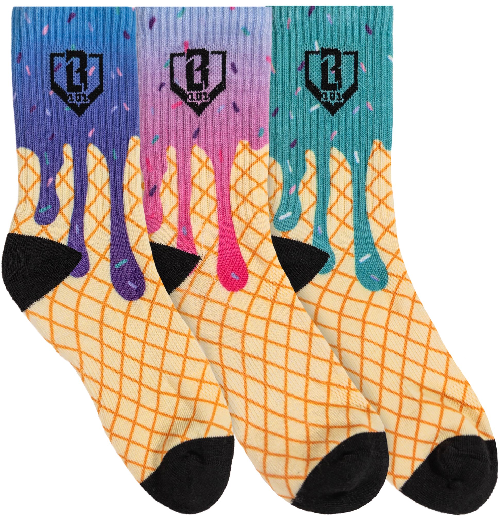 Baseball Lifestyle 101 Men's Ice Cream Galaxy Performance Socks - 3 Pack