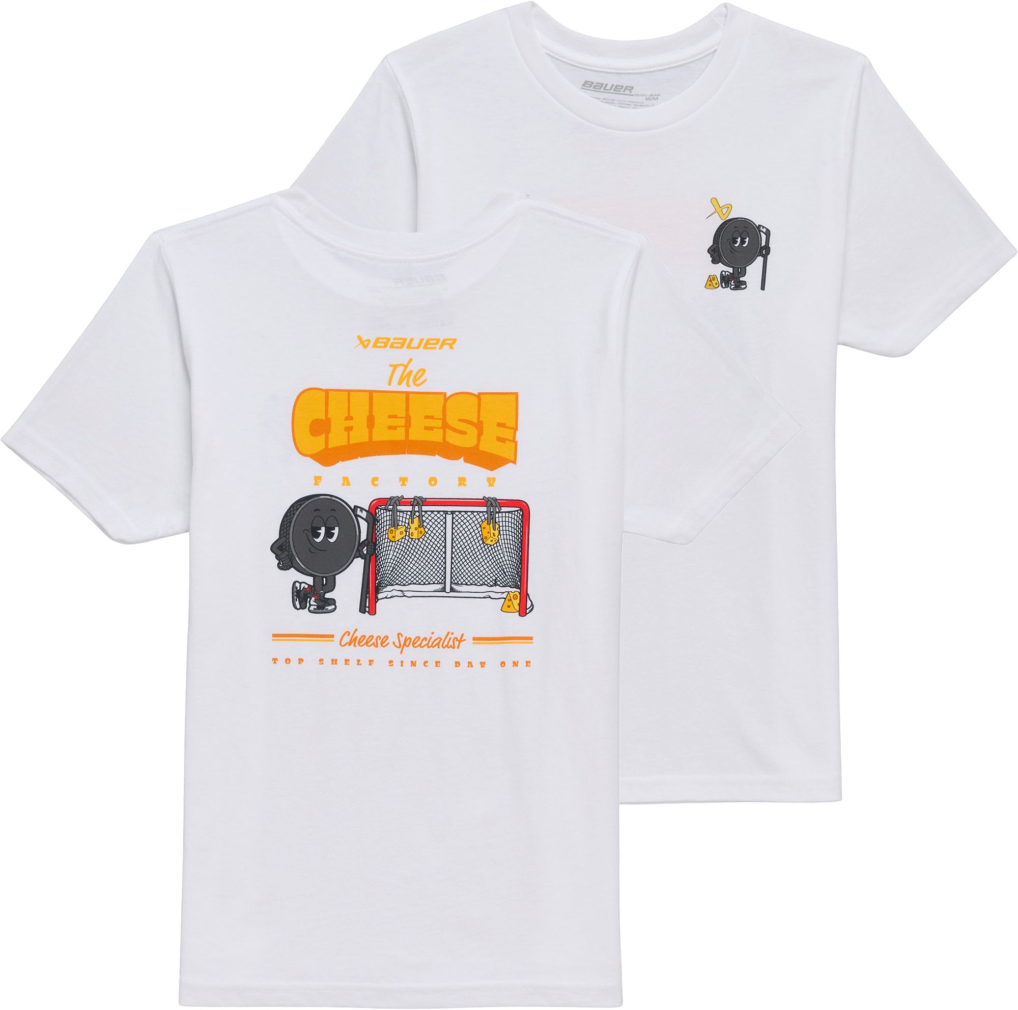 Bauer Boys' Cheese Factory Hockey T-Shirt, Small, White