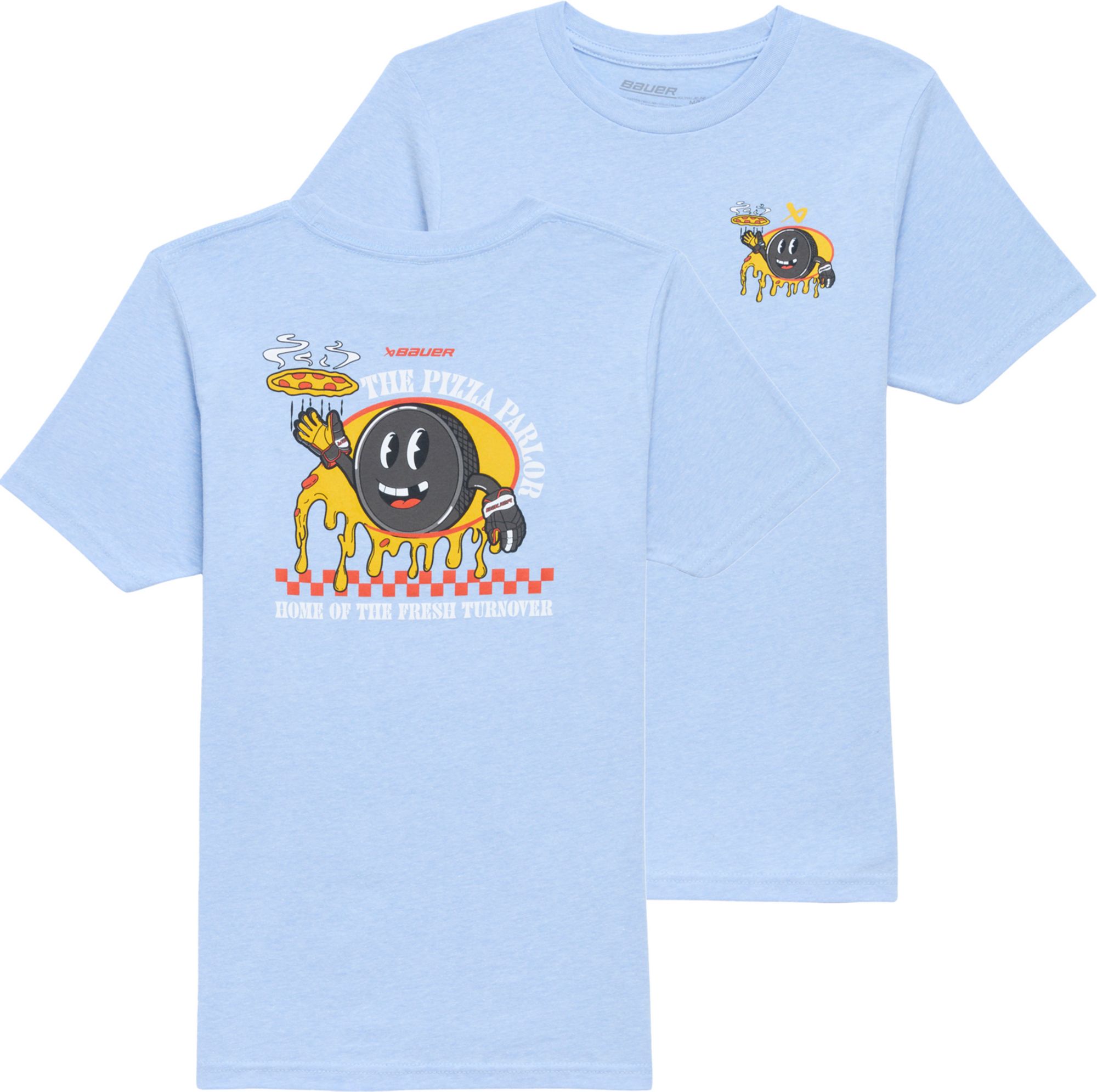 Bauer Boys' Pizza Parlor Hockey T-Shirt, Small, Columbia Blue