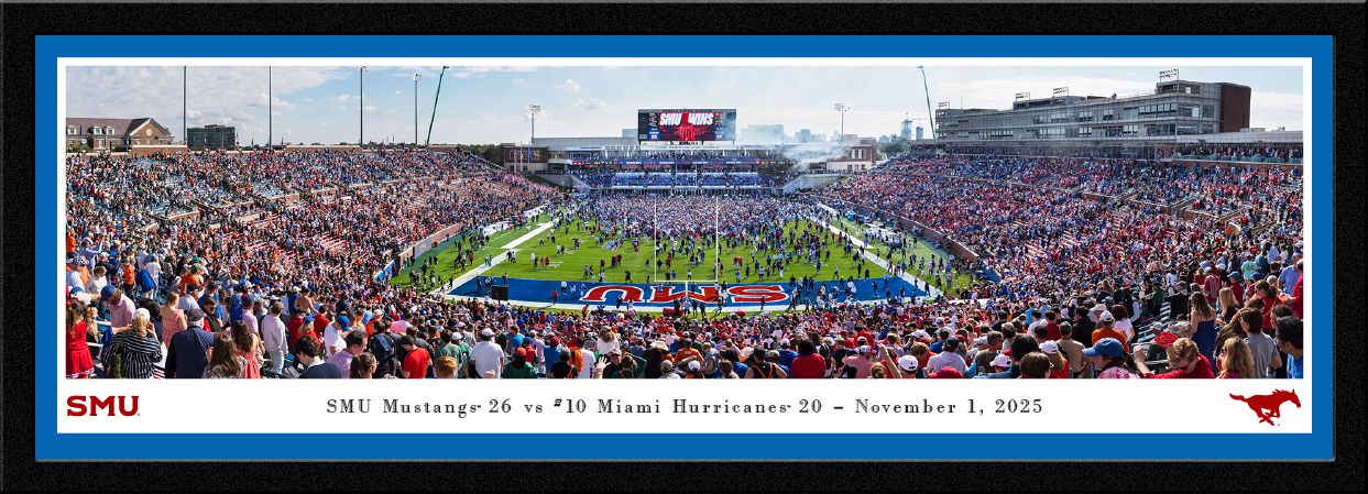Blakeway Panoramas SMU Football Panoramic Wall Art Single Mat Frame