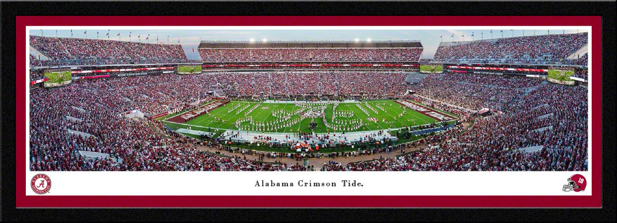 Blakeway Panoramas Alabama Football Panoramic Wall Art Single Mat Frame