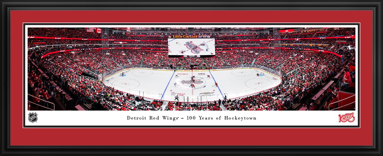 Blakeway Panoramas Detroit Red Wings Double Mat Panoramic Wall Art Deluxe Frame