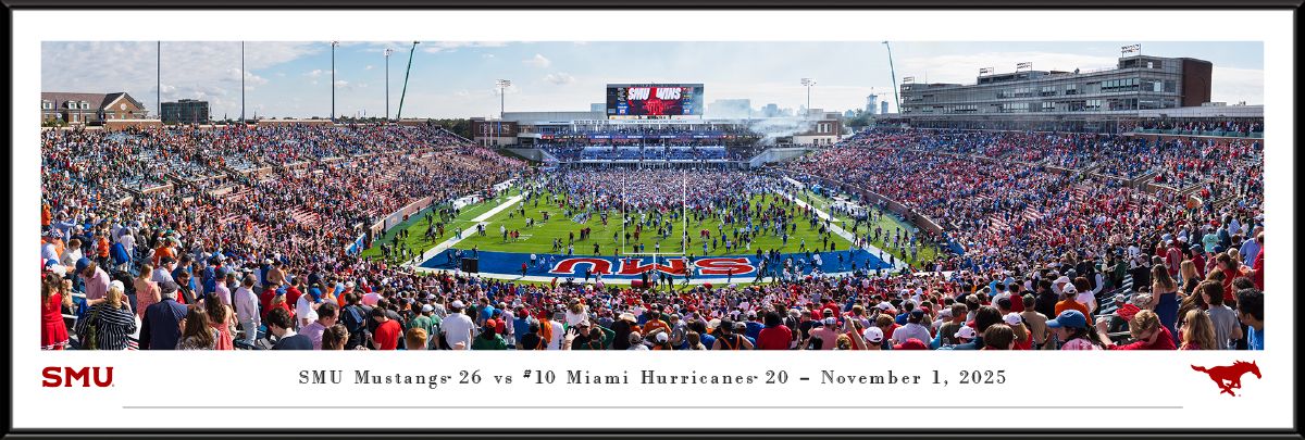 Blakeway Panoramas SMU Football Panoramic Wall Art Standard Frame