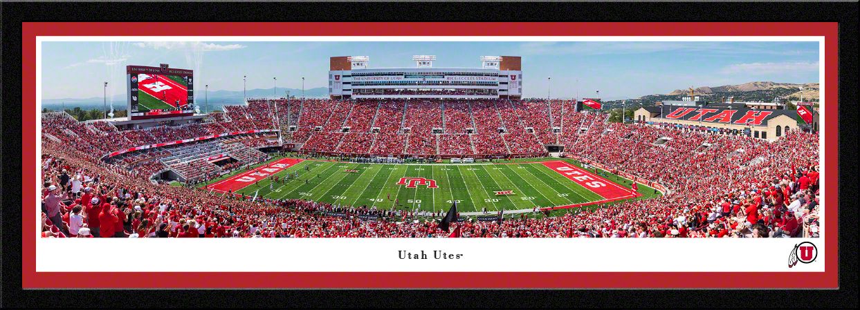 Blakeway Panoramas Utah Football Panoramic Wall Art Single Mat Frame