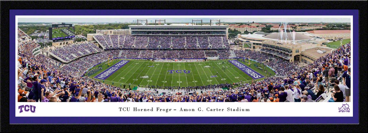 Blakeway Panoramas TCU Football Panoramic Wall Art Single Mat Frame