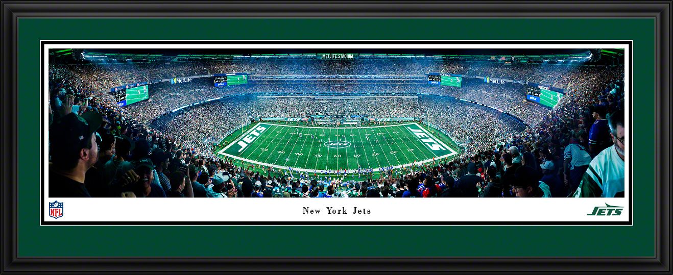 Blakeway Panoramas New York Jets Double Mat Panoramic Wall Art Deluxe Frame