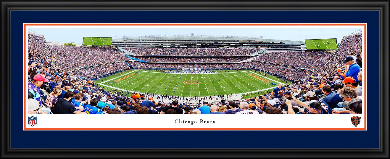 Blakeway Panoramas Chicago Bears Double Mat Panoramic Wall Art Deluxe Frame
