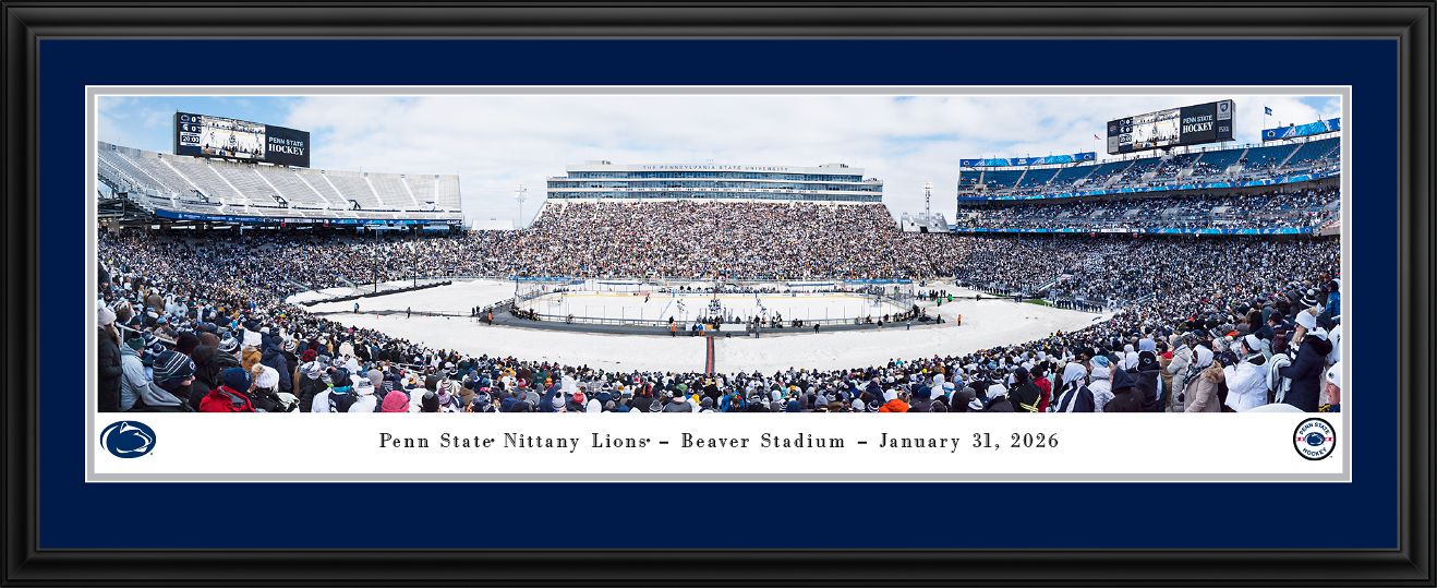 Blakeway Panoramas Penn State Hockey Framed Panoramic Wall Art - Double Mat Frame