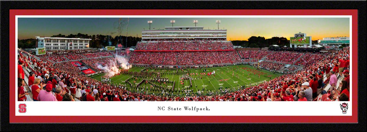 Blakeway Panoramas NC State Football Panoramic Wall Art Single Mat Frame