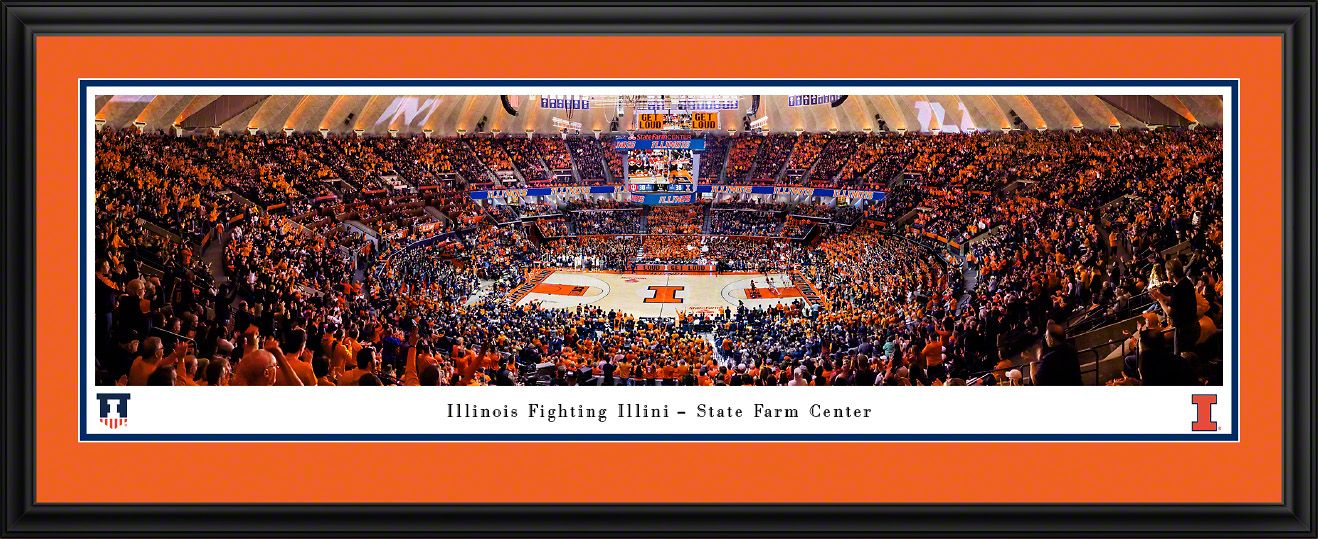 Blakeway Panoramas Illinois Basketball Panoramic Wall Art Double Mat Frame