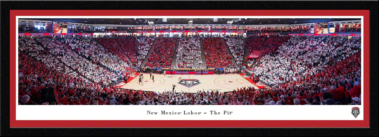 Blakeway Panoramas New Mexico Basketball Panoramic Wall Art Single Mat Frame