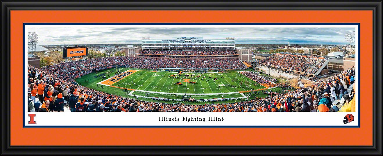 Blakeway Panoramas Illinois Football Panoramic Wall Art Double Mat Frame