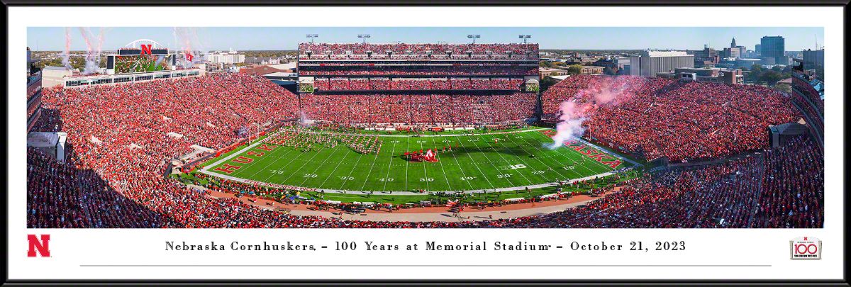 Blakeway Panoramas Nebraska Football Panoramic Wall Art Standard Frame