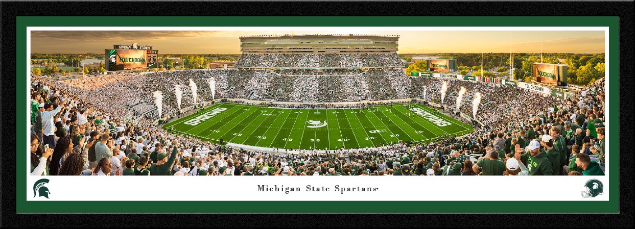 Blakeway Panoramas Michigan State Football Panoramic Wall Art Single Mat Frame