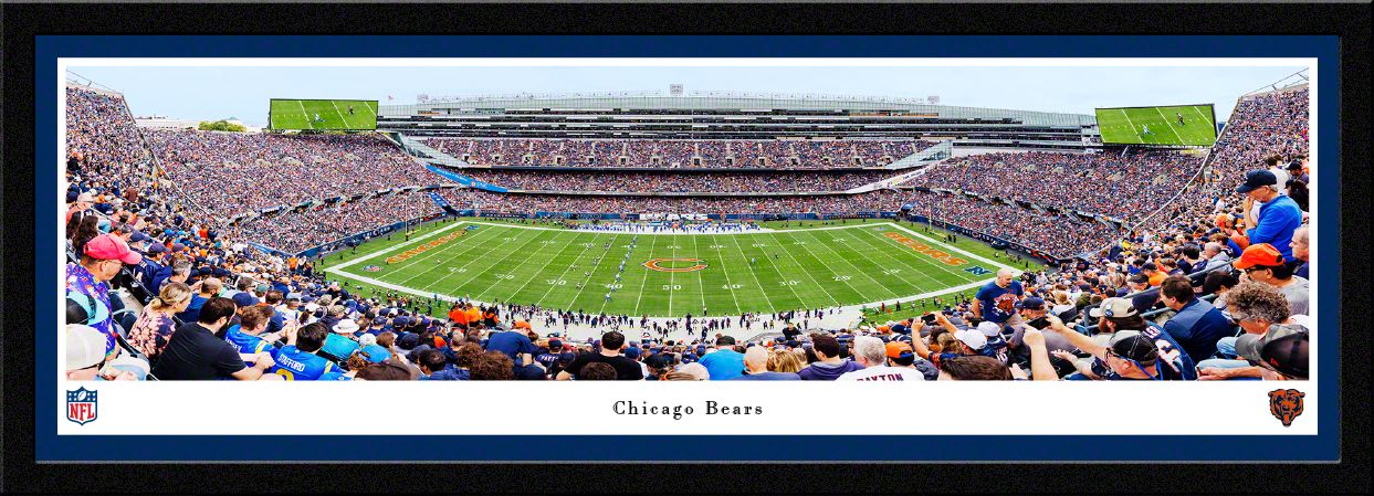 Blakeway Panoramas Chicago Bears Single Mat Panoramic Wall Art Select Frame