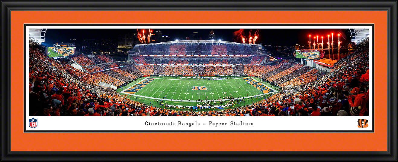 Blakeway Panoramas Cincinnati Bengals Double Mat Panoramic Wall Art Deluxe Frame