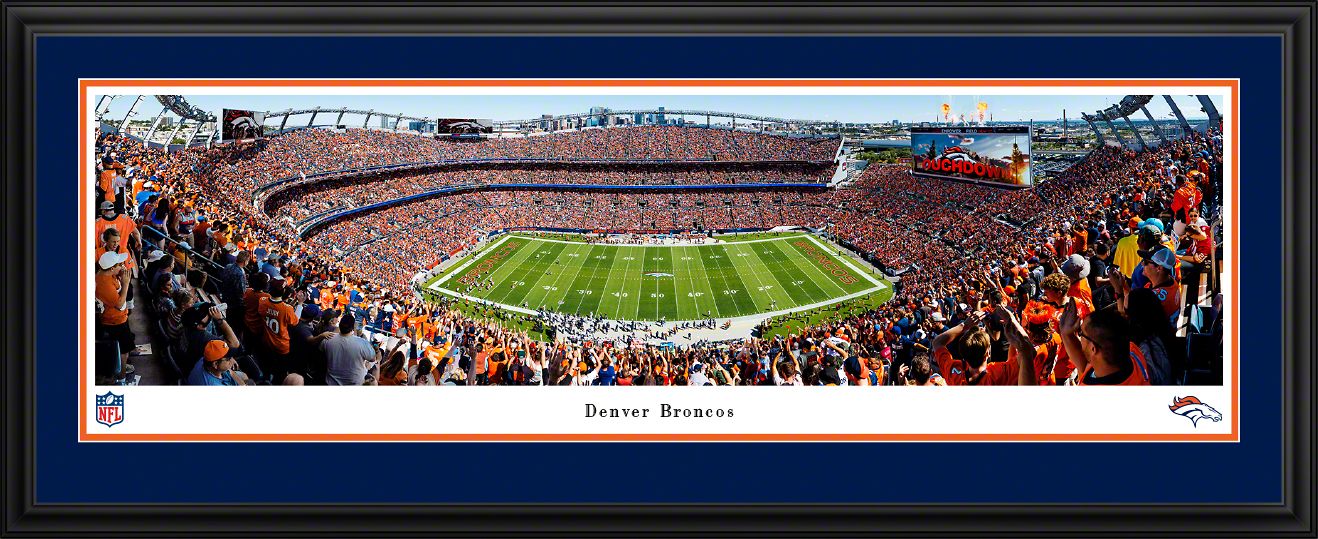 Blakeway Panoramas Denver Broncos Double Mat Panoramic Wall Art Deluxe Frame