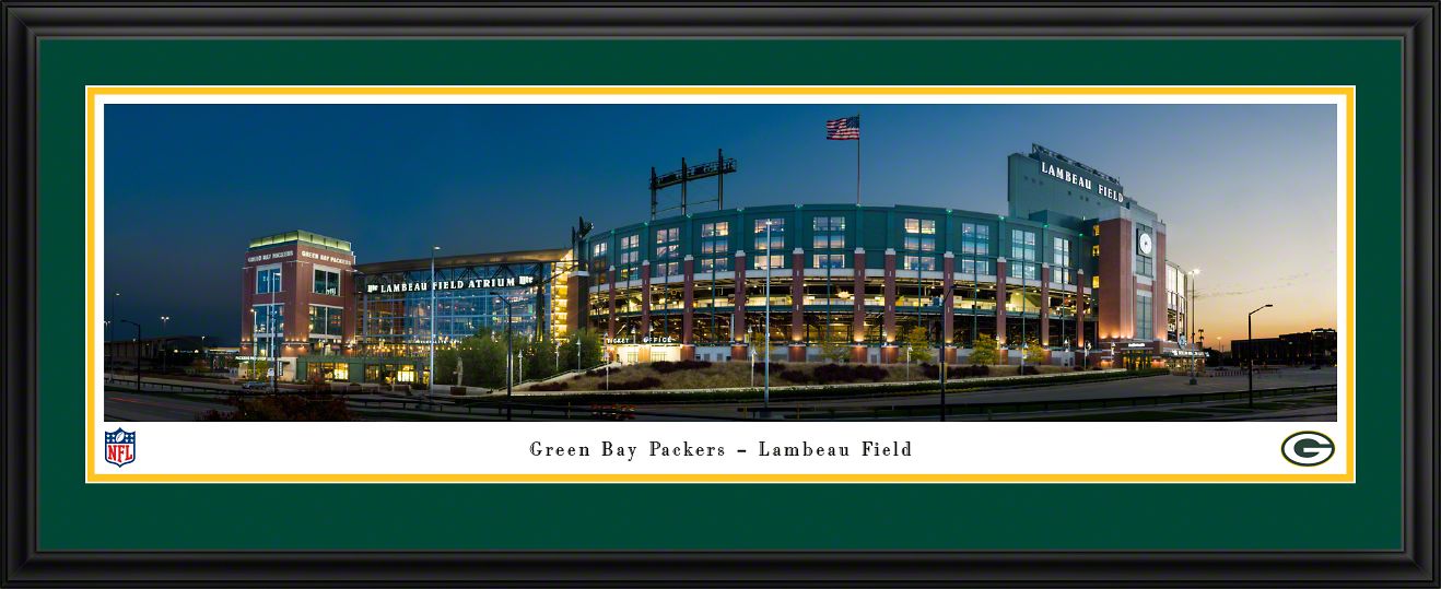 Blakeway Panoramas Green Bay Packers Double Mat Panoramic Wall Art Deluxe Frame