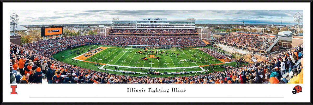 Blakeway Panoramas Illinois Football Panoramic Wall Art Standard Frame