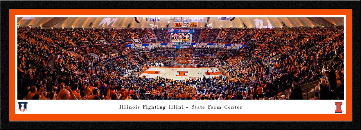 Blakeway Panoramas Illinois Basketball Panoramic Wall Art Single Mat Frame