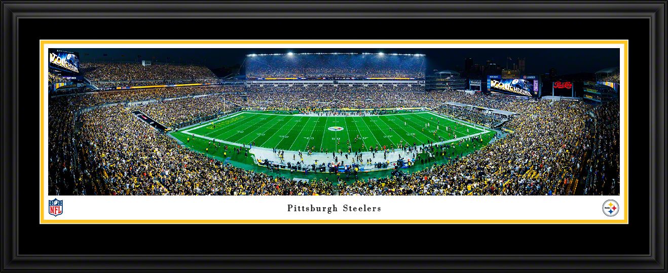 Blakeway Panoramas Pittsburgh Steelers Double Mat Panoramic Wall Art Deluxe Frame