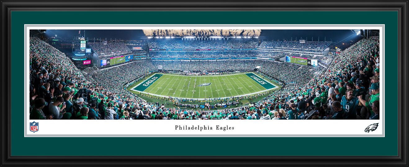 Blakeway Panoramas Philadelphia Eagles Double Mat Panoramic Wall Art Deluxe Frame