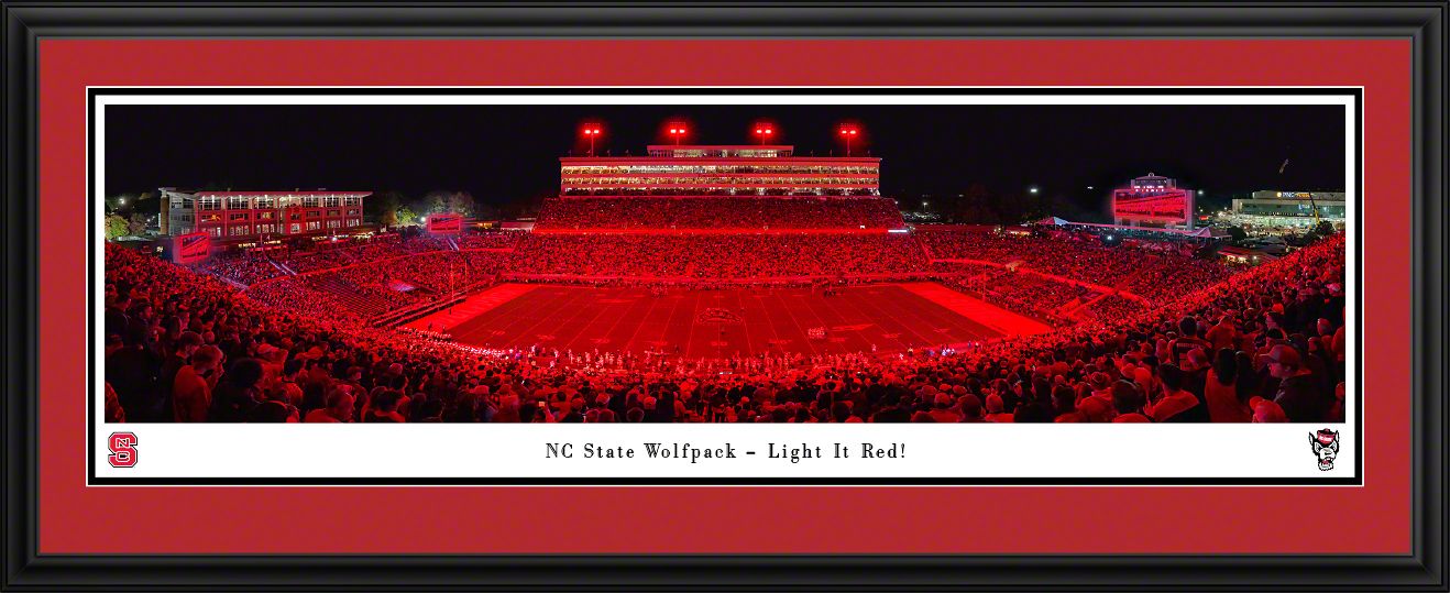 Blakeway Panoramas NC State Football Panoramic Wall Art Double Mat Frame
