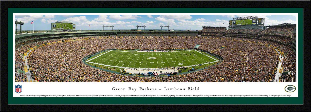 Blakeway Panoramas Green Bay Packers Single Mat Panoramic Wall Art Select Frame