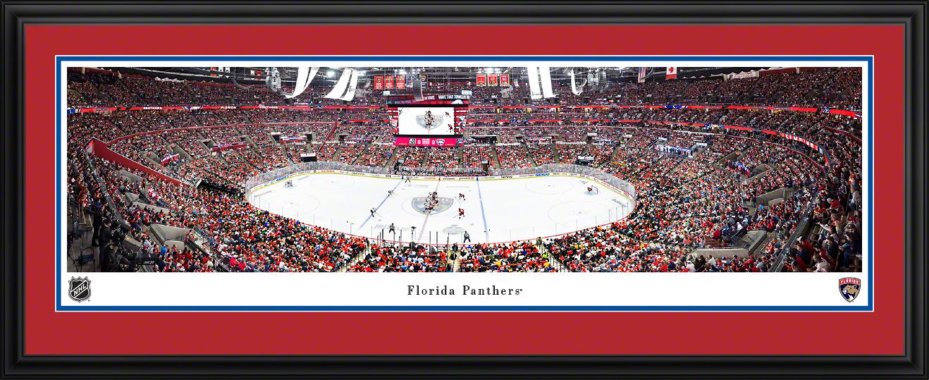Blakeway Panoramas Florida Panthers Double Mat Panoramic Wall Art Deluxe Frame