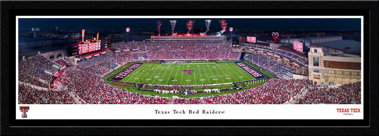 Blakeway Panoramas Texas Tech Football Panoramic Wall Art Single Mat Frame