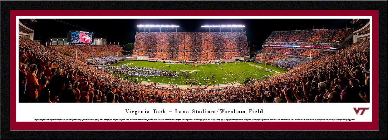 Blakeway Panoramas Virginia Tech Football Panoramic Wall Art Single Mat Frame
