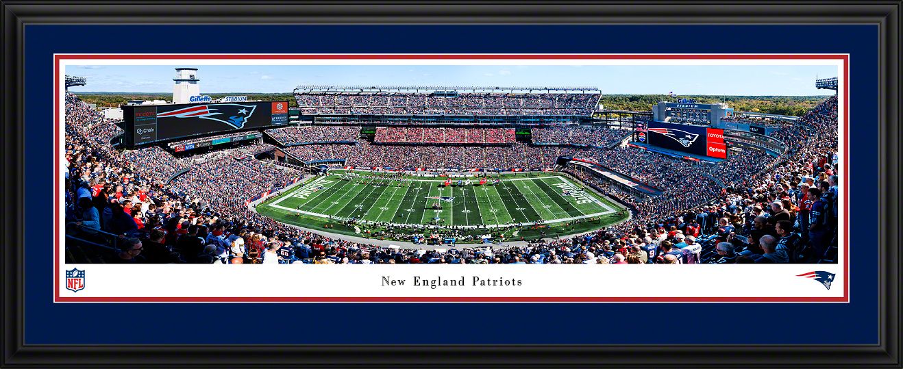 Blakeway Panoramas New England Patriots Double Mat Panoramic Wall Art Deluxe Frame