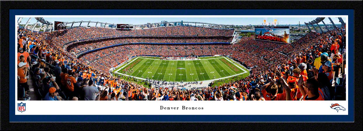 Blakeway Panoramas Denver Broncos Single Mat Panoramic Wall Art Select Frame