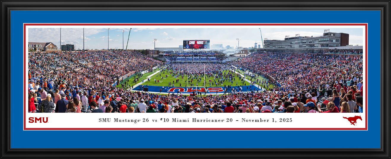 Blakeway Panoramas SMU Football Panoramic Wall Art Double Mat Frame