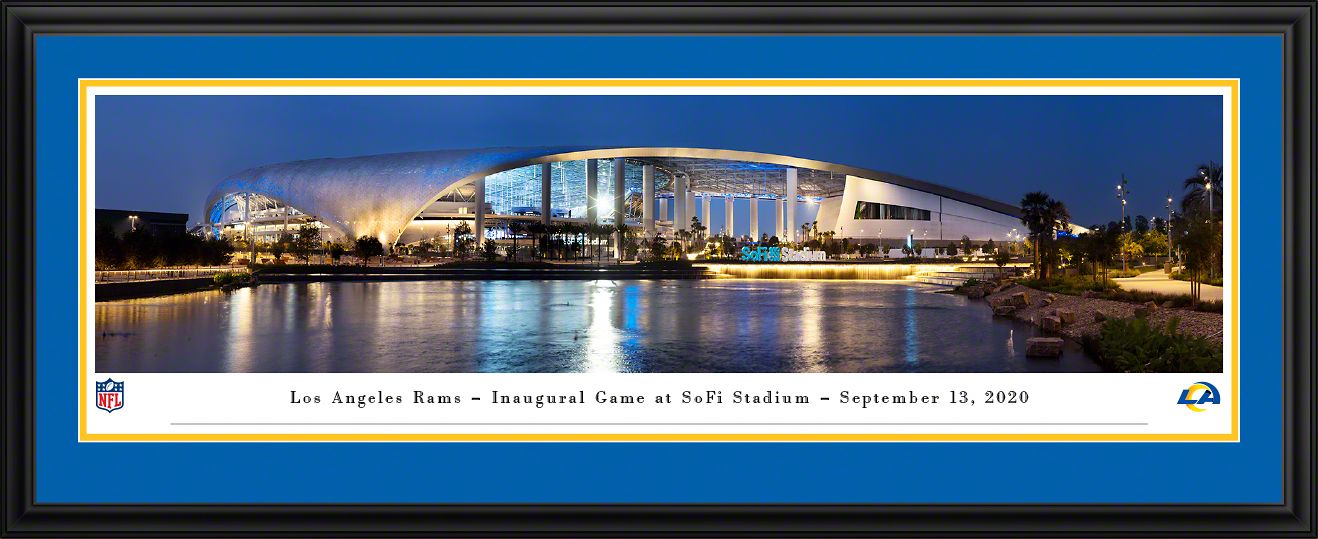 Blakeway Panoramas Los Angeles Rams Double Mat Panoramic Wall Art Deluxe Frame