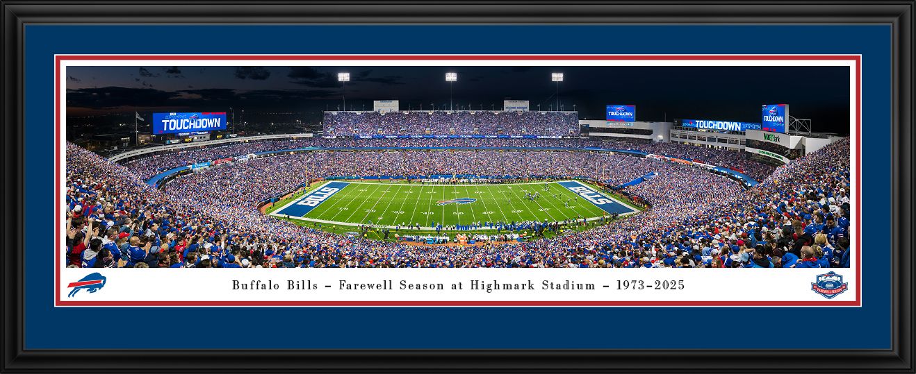 Blakeway Panoramas Buffalo Bills Double Mat Panoramic Wall Art Deluxe Frame