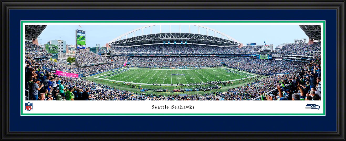 Blakeway Panoramas Seattle Seahawks Double Mat Panoramic Wall Art Deluxe Frame
