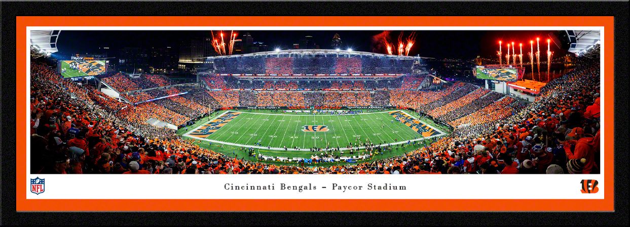 Blakeway Panoramas Cincinnati Bengals Single Mat Panoramic Wall Art Select Frame