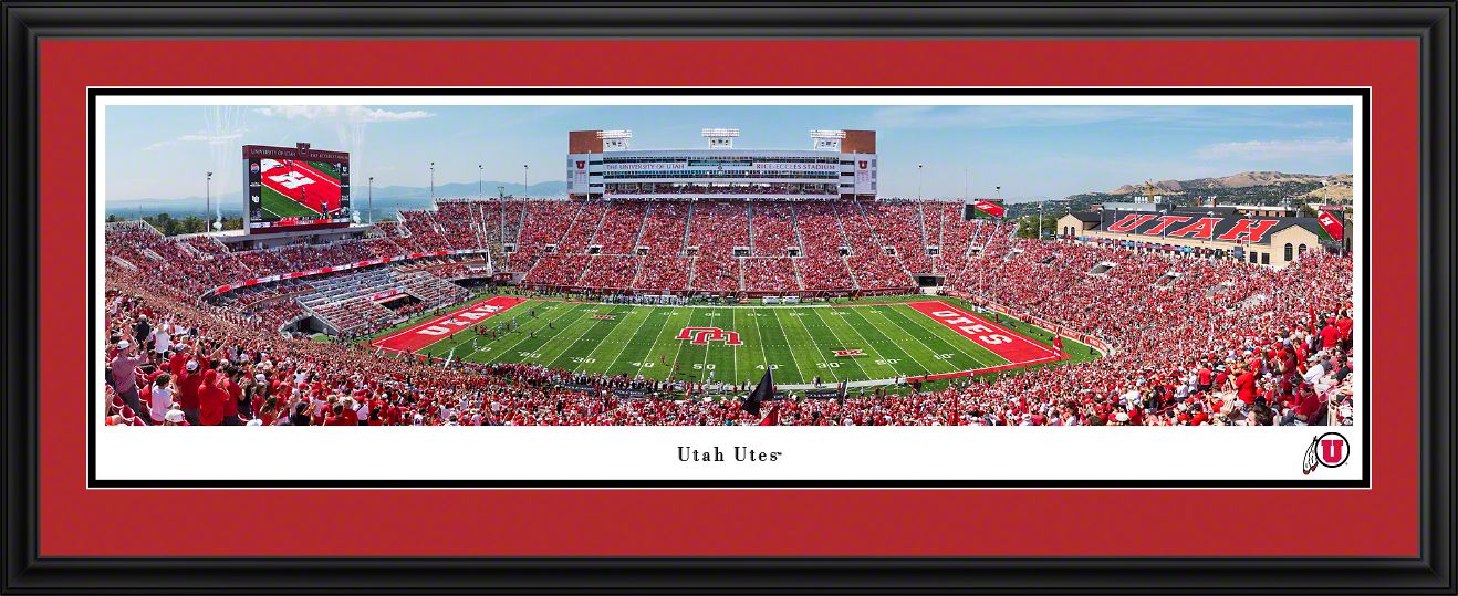 Blakeway Panoramas Utah Football Panoramic Wall Art Double Mat Frame