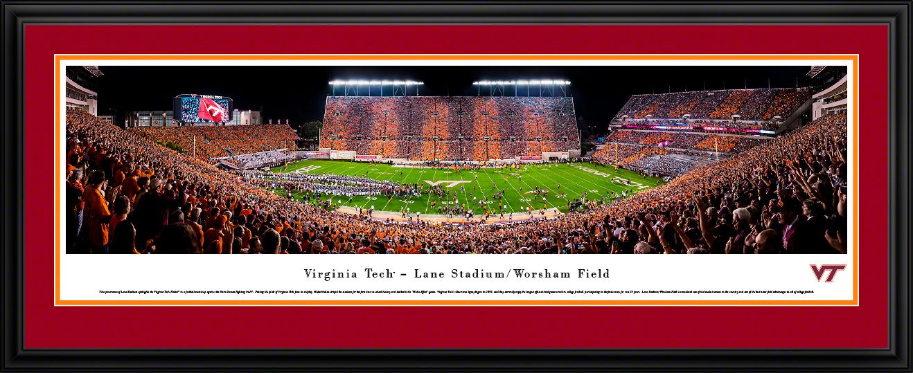Blakeway Panoramas Virginia Tech Football Panoramic Wall Art Double Mat Frame