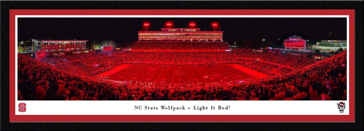 Blakeway Panoramas NC State Football Panoramic Wall Art Single Mat Frame