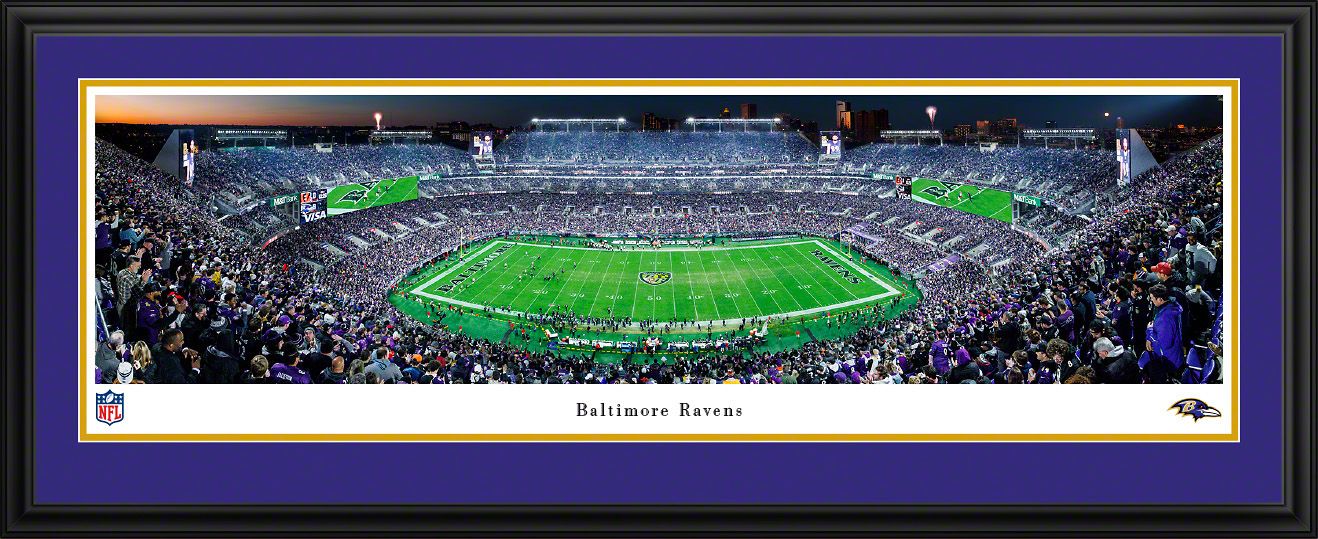 Blakeway Panoramas Baltimore Ravens Double Mat Panoramic Wall Art Deluxe Frame