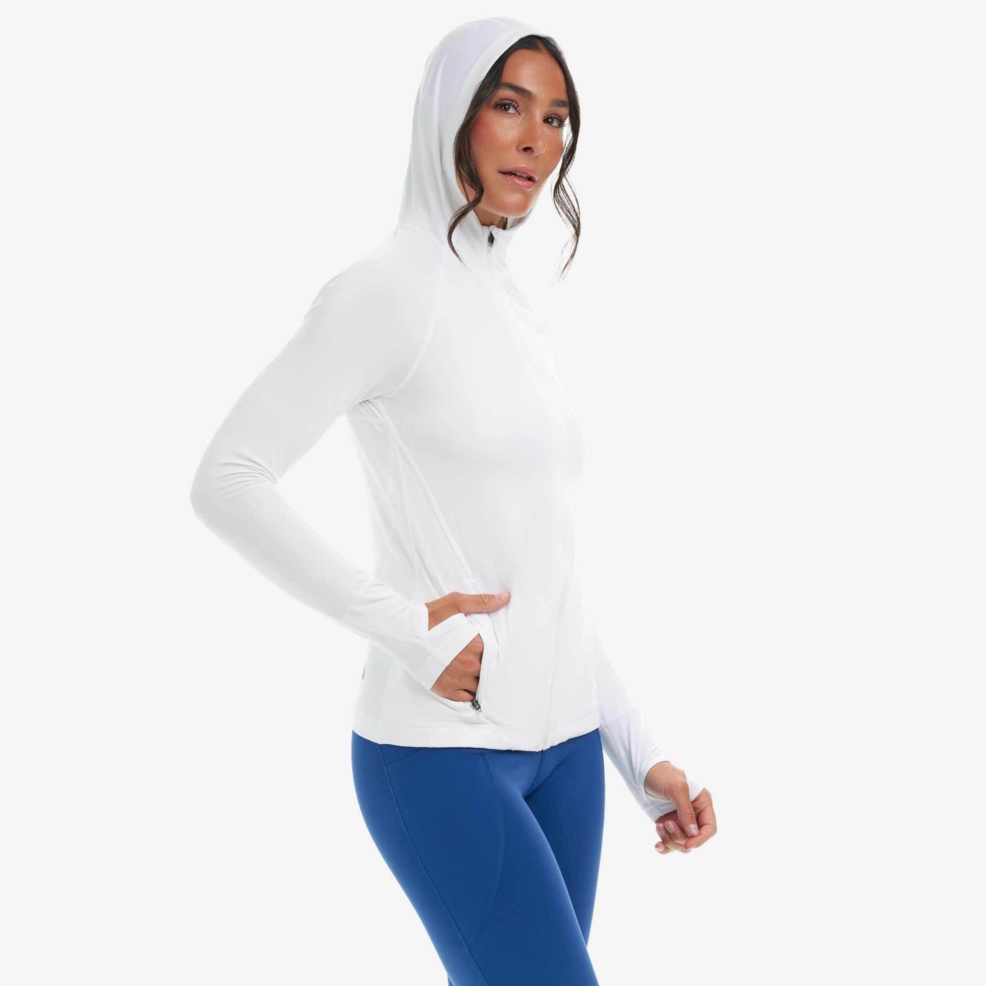 BloqUv Women's Full-Zip Hoodie Golf Jacket - White