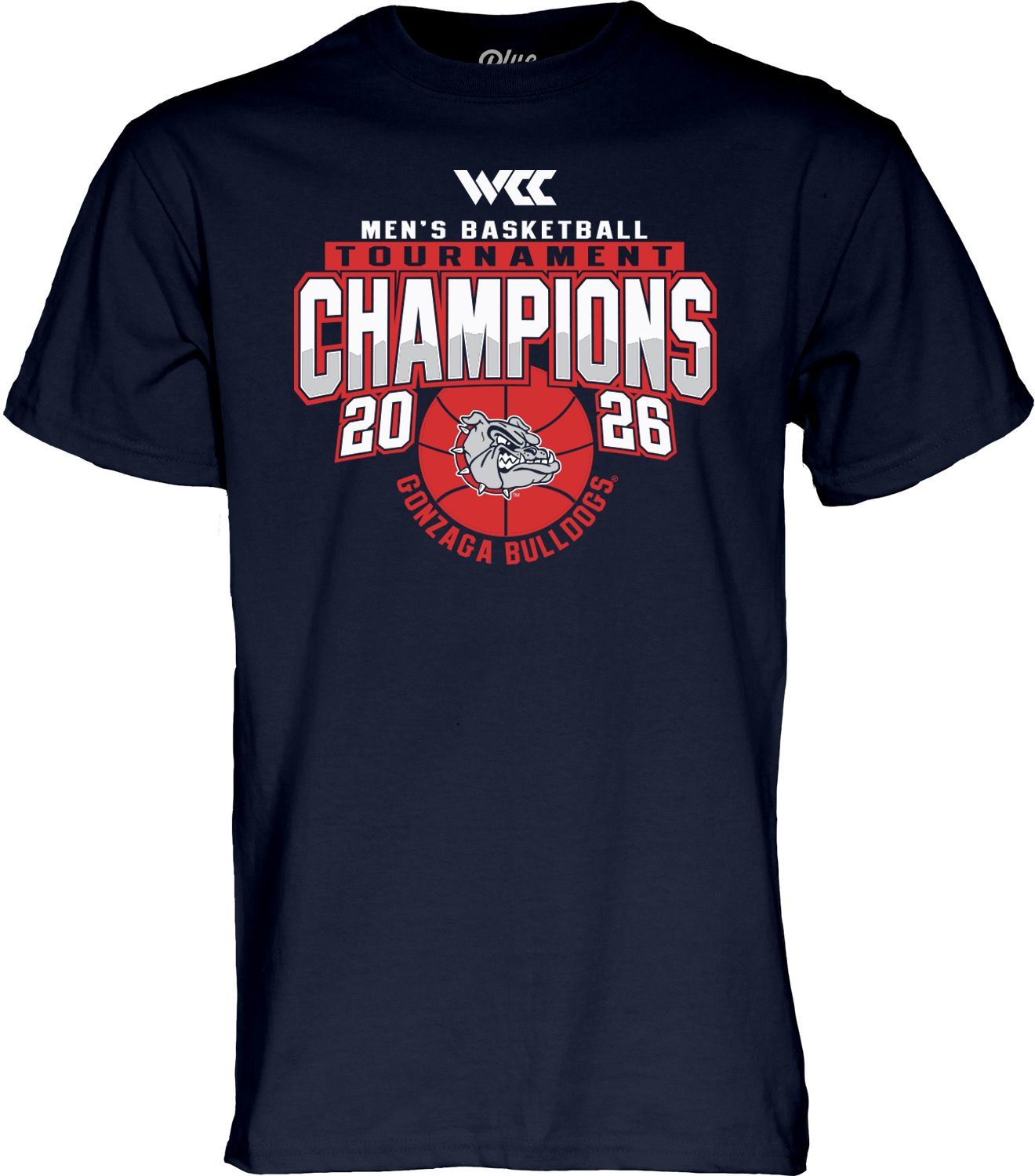 Blue 84 Adult 2026 Men's Basketball WCC Champs Gonzaga Bulldogs T-Shirt