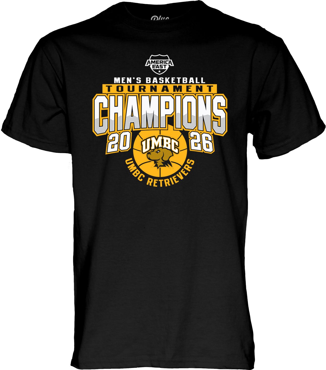 Blue 84 Adult 2026 Men's Basketball AE Conference Champs UMBC Retrievers T-Shirt