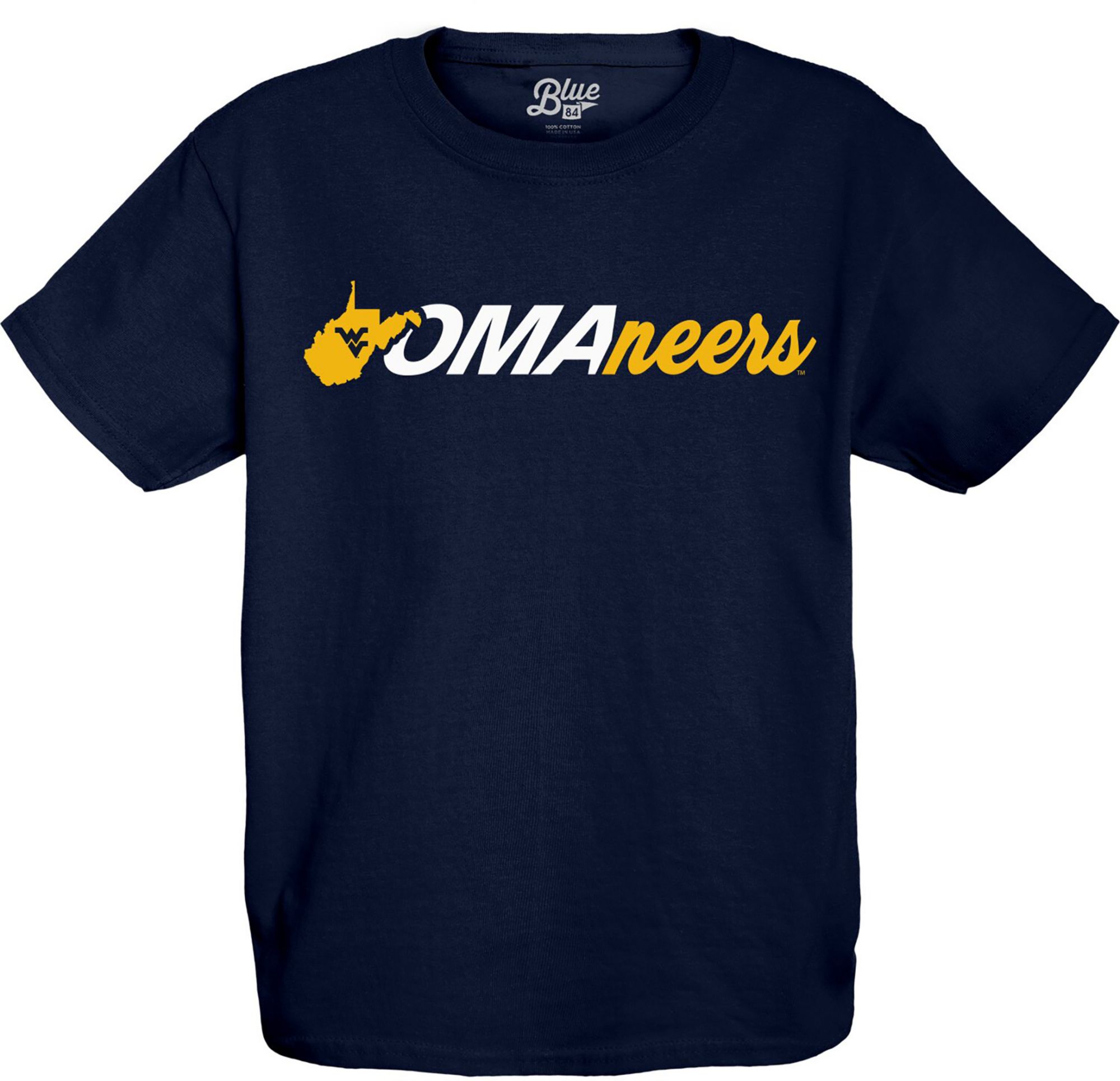 Blue 84 Youth West Virginia Mountaineers Baseball "OMANEERS" Navy T-Shirt